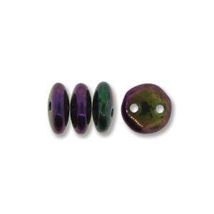 6mm Czech Mates Two Hole Lentil in Iris Purple