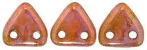 Czech Mates Two Hole 6mm Triangle in Luster Rose Gold Topaz