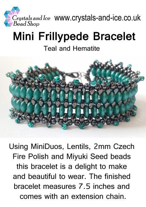 Mini Frillypede Bracelet Kit - Teal and Hematite