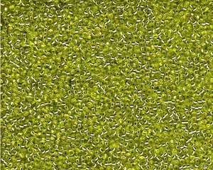 Miyuki Seed Beads 15/0 in Lime Green Trans. Silver Lined
