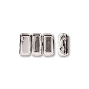 3x6mm Czech Mates Two Hole Brick in Full Silver