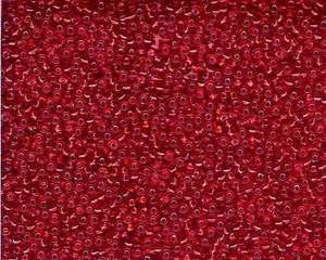 Miyuki Seed Beads 11/0 in Christmas Red Trans. Silver Lined