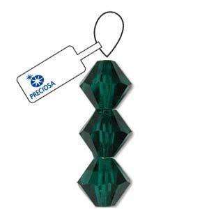 3mm Preciosa Crystal Bicones in Emerald