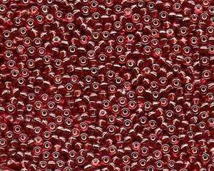Miyuki Seed Beads 8/0 in Dark Red Trans. Silver Lined
