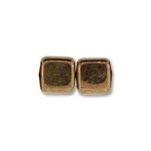 6mm Czech Mates Two Hole Tile in Bronze