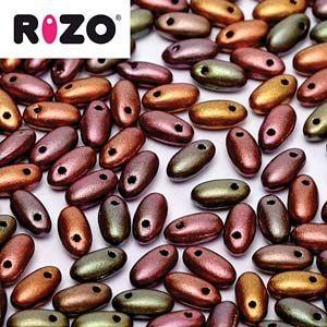 2.5x6mm Rizo Bead in Purple Iris Gold