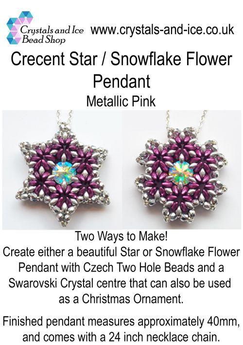 Crescent Star / Snowflake Flower Pendant Kit - Metallic Pink