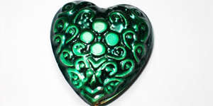 35mm Aluminium Heart - Green / Black