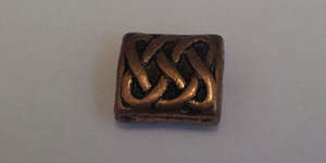 9.5x8.5mm Celtic Patterned Rectangular Bead - Copper Plated