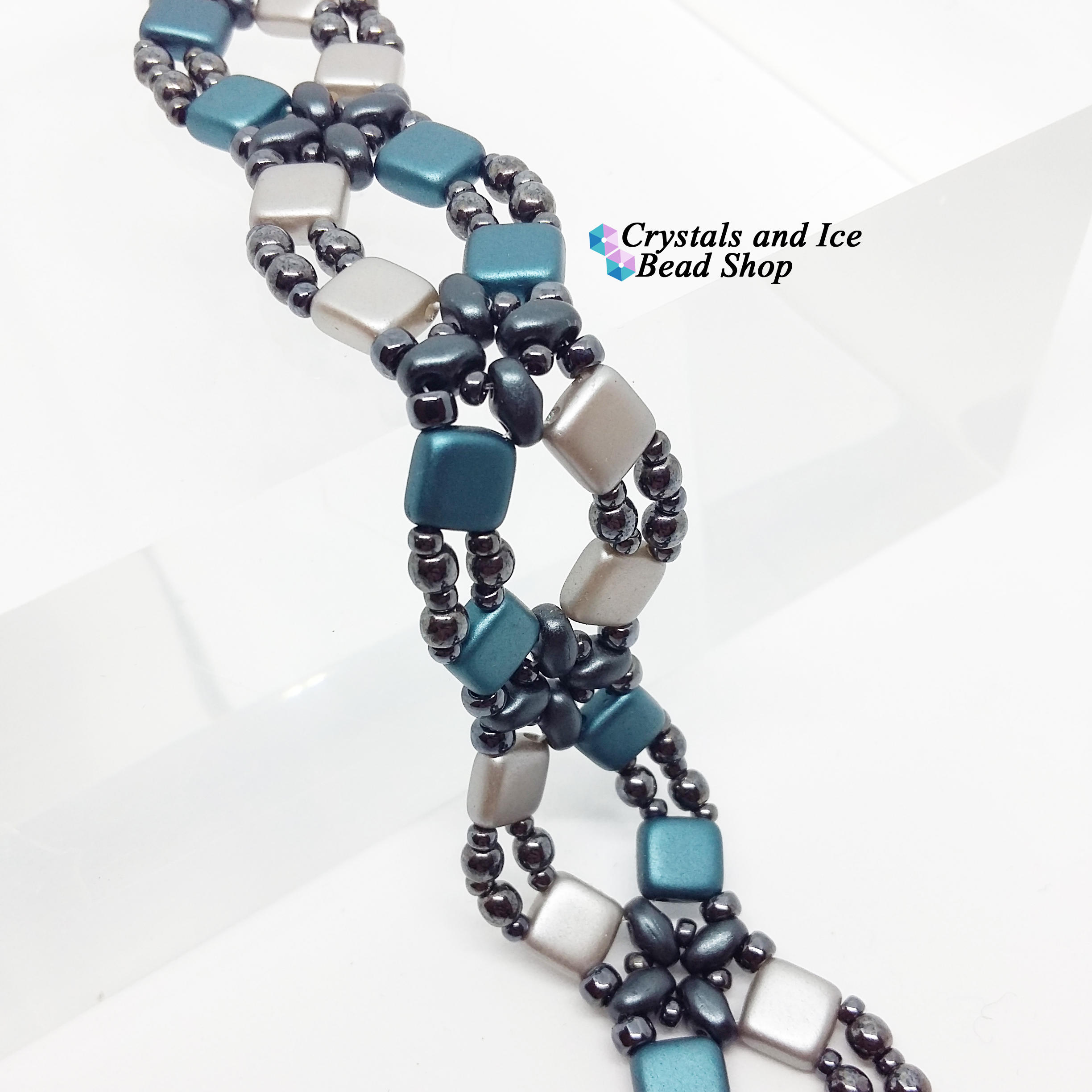 Criss Cross Bracelet Kit - Silver and Blue