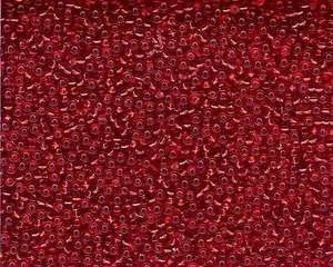 Miyuki Seed Beads 11/0 in Dark Red Trans. Silver Lined