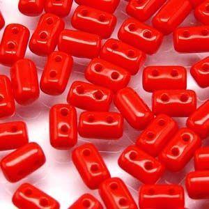3x5mm Rulla Bead in Opaque Coral Red