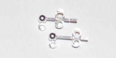 3mm Ear Stud with Ball and Scoll in Sterling Silver