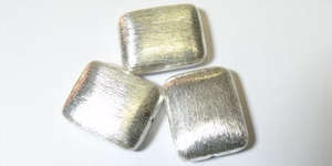 25x20mm Brushed Silver Plated Rectangle