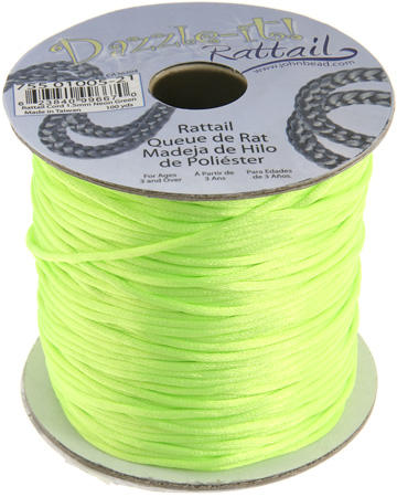 1.5mm Rattail Cord - Neon Green