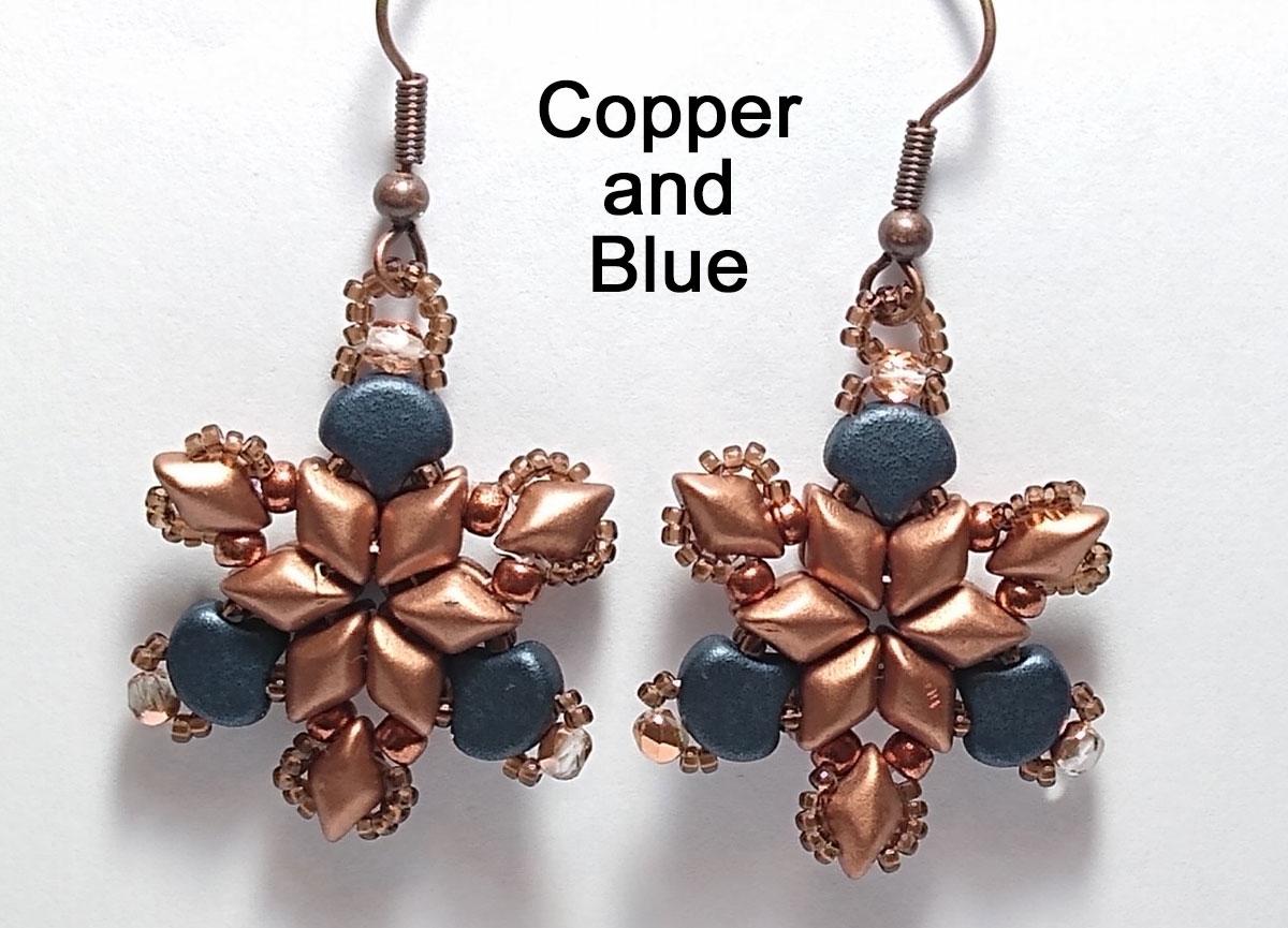 Trefoil leaf Earrings Kit - Copper and Blue