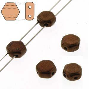 6mm Two Hole HoneyComb Beads in Jet Bronze