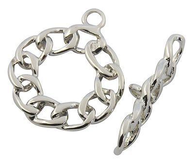 20x25mm Chain Style Toggle and Bar in Silver Plate