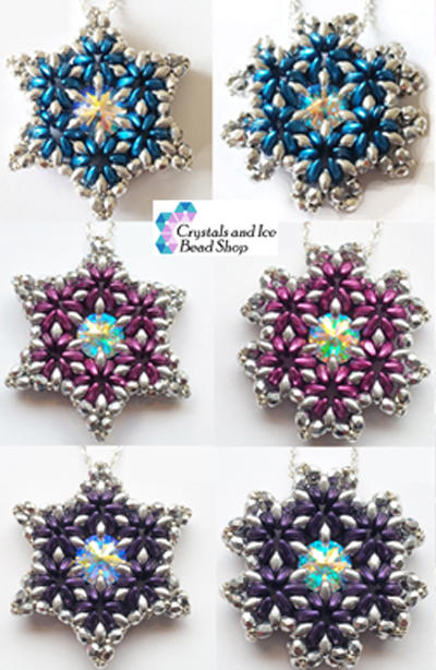 Beading Pattern - Crescent Star and Snowflake Flower Pendant