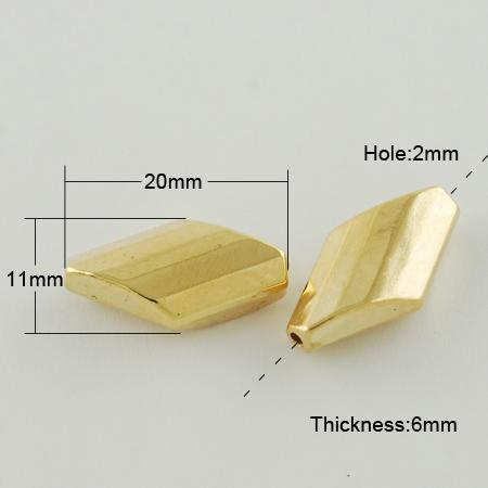 11x20x6mm Acrylic Faceted Rhombus - Gold Colour