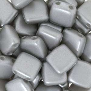 6mm Czech Mates Two Hole Tile in Pastel Light Grey