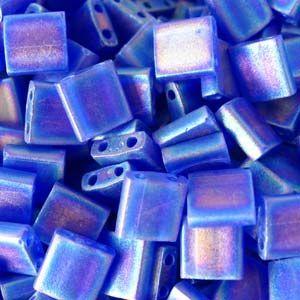 5mm Miyuki Tila Beads in Matte Transparent Cobalt AB