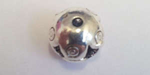 10mm Filigree Style Round Bead with Circle Pattern - Silver Plated
