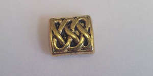 9.5x8.5mm Celtic Patterned Rectangular Bead - Gold Plated