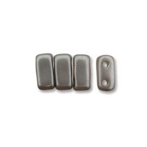 3x6mm Czech Mates Two Hole Brick in Pastel Silver