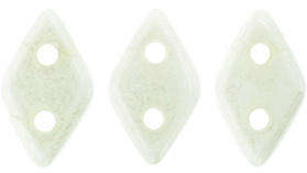 CzechMates Two Hole Diamond Beads - Opaque White Lustre