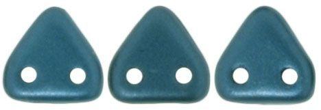 Czech Mates Two Hole 6mm Triangle in Steel Blue Pearl