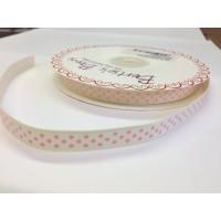9mm Ivory Grosgrain Ribbon With Pink Polka Dot