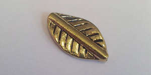 11x20mm Leaf Bead with Length Drilled Hole  - Gold Plated