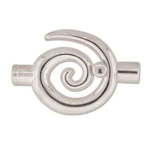 Large (6.2mm) Glue In Swirl Toggle Clasp - Silver Plate