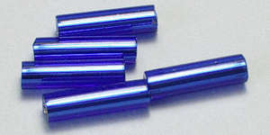 6mm Miyuki Bugle - Cobalt Blue Trans. Silver Lined