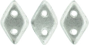 CzechMates Two Hole Diamond Beads - Matte Metallic Silver
