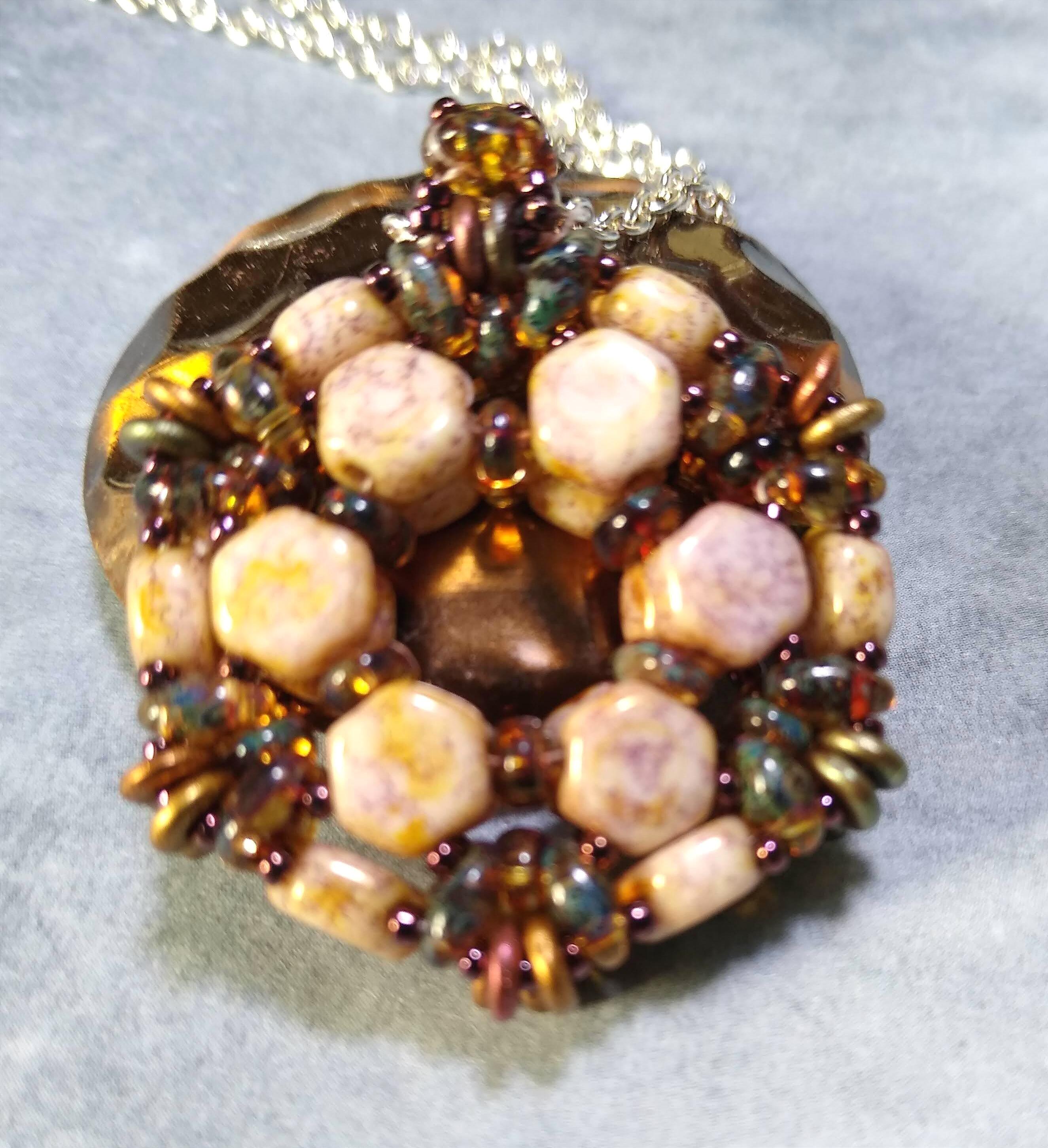 HoneyComb Spokes Pendant Kit - Senegal Purple and Crystal Dark Travertin