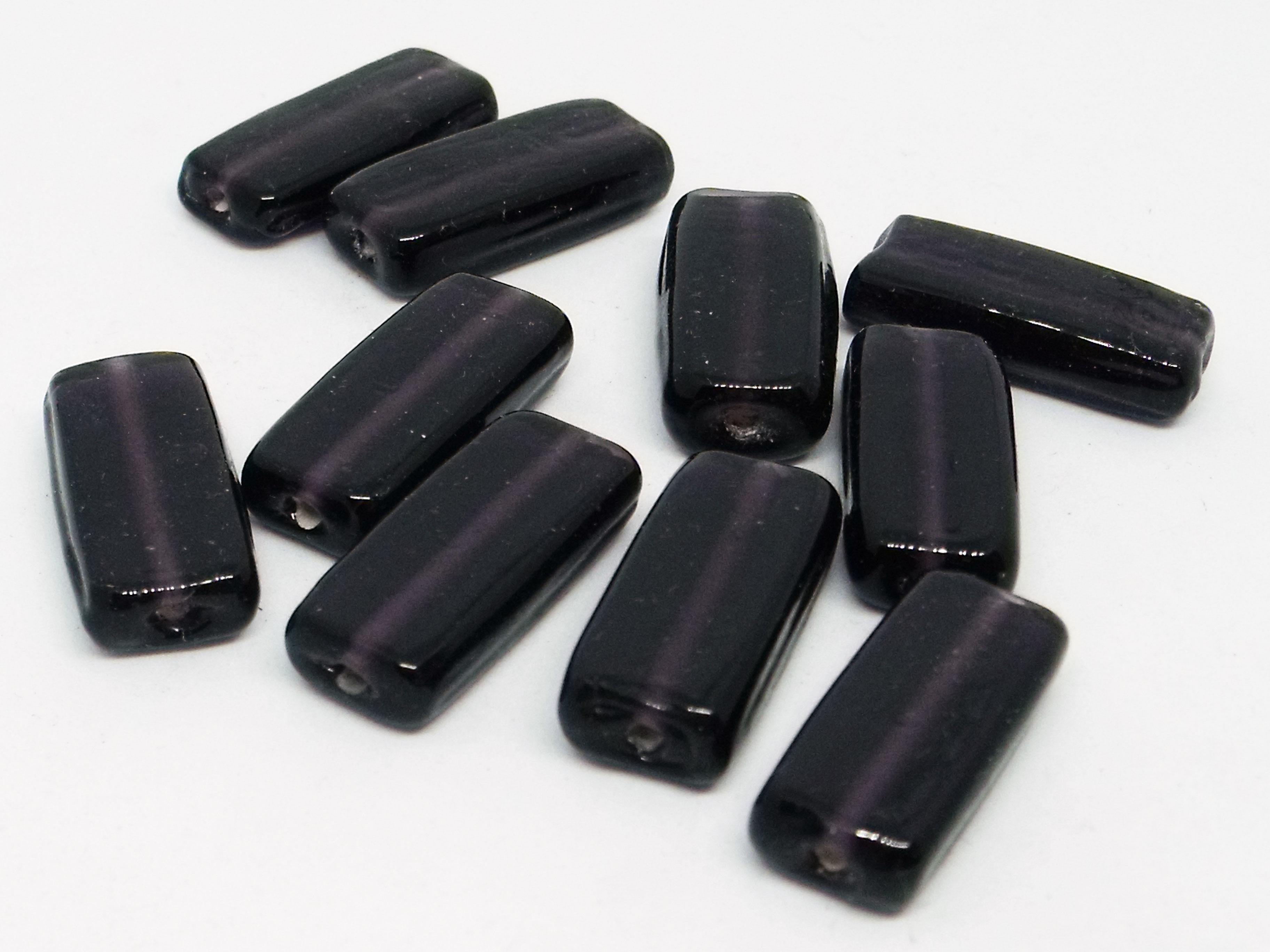 23x10mm Flat Glass Rectangle Bead - Clear Dark Purple