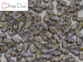 3x6mm DropDuo - Chalk White Lila Gold Luster