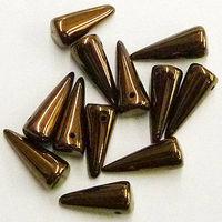 7 x 17mm Czech Glass Spikes - Brown Iris