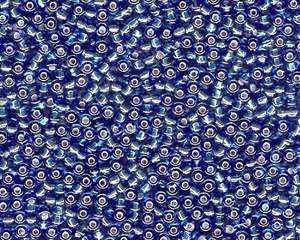 Miyuki Seed Beads 8/0 in Sapphire Blue Trans. Silver Lined