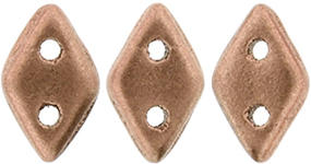 CzechMates Two Hole Diamond Beads - Matte Metallic Copper