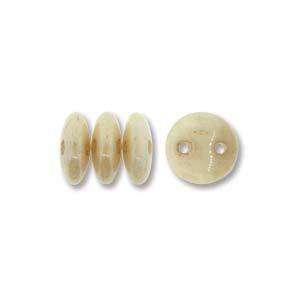 6mm Czech Mates Two Hole Lentil in Opaque Champagne Lustre