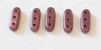 CzechMates Three Hole Beam Beads in Saturated Metallic Potter's Clay
