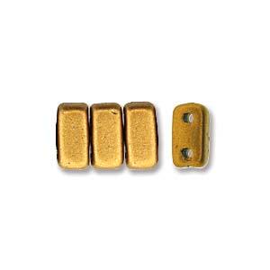 3x6mm Czech Mates Two Hole Brick in Matte Metallic Goldenrod