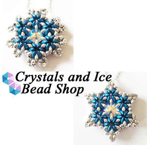 Crescent Star / Snowflake Flower Pendant Kit - Metallic Aqua