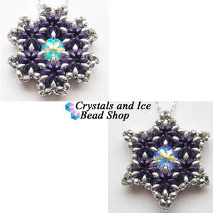 Crescent Star / Snowflake Flower Pendant Kit - Purple Suede