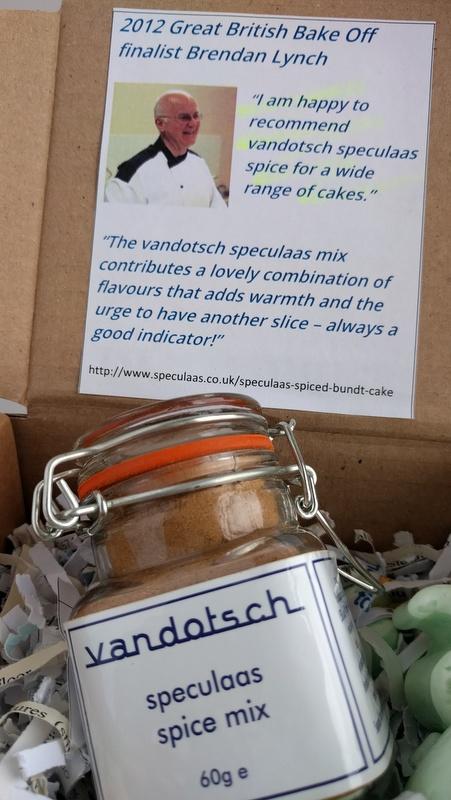 vandotsch speculaas spice jar with GBBO finalist Brendan Lynch endorsement