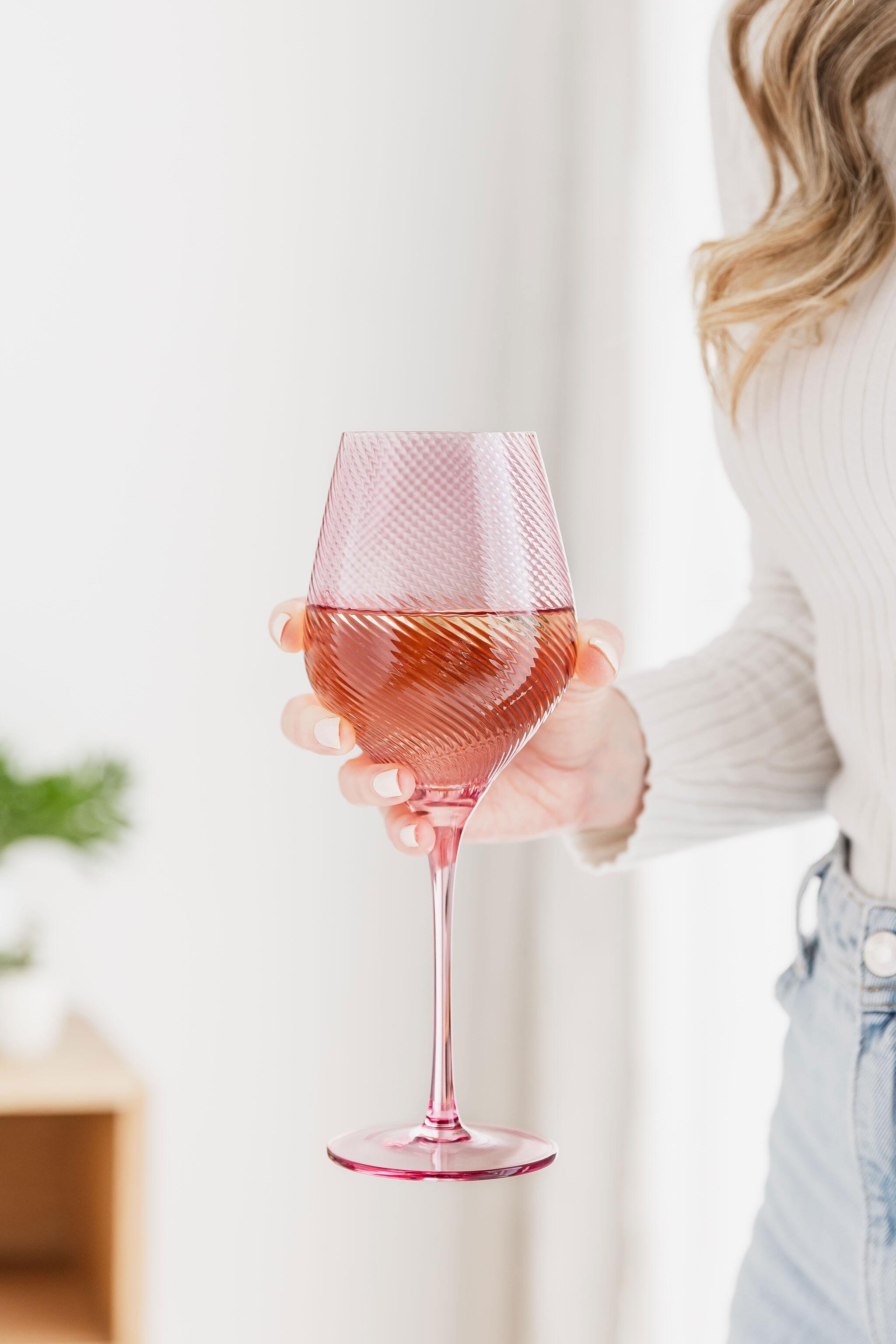 Pink Peach Colour Wine Glasses Gift Set