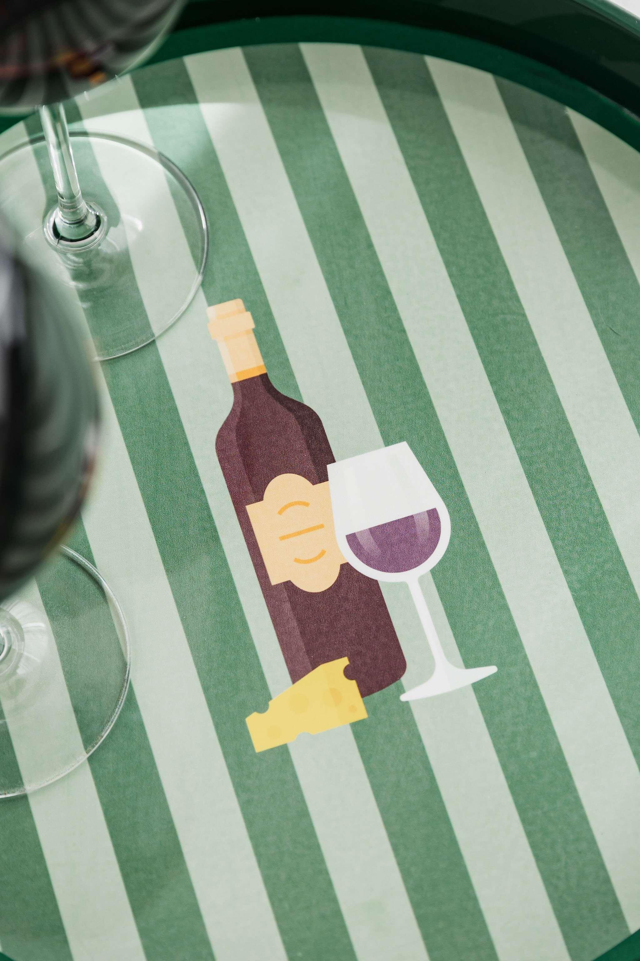 Green Wine Tray Wooden